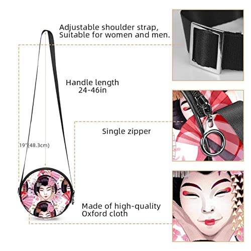 Woman Japanese Crossbody Bag for Women Teen Girls Round Canvas Shoulder Bag Purse Tote Handbag Bag