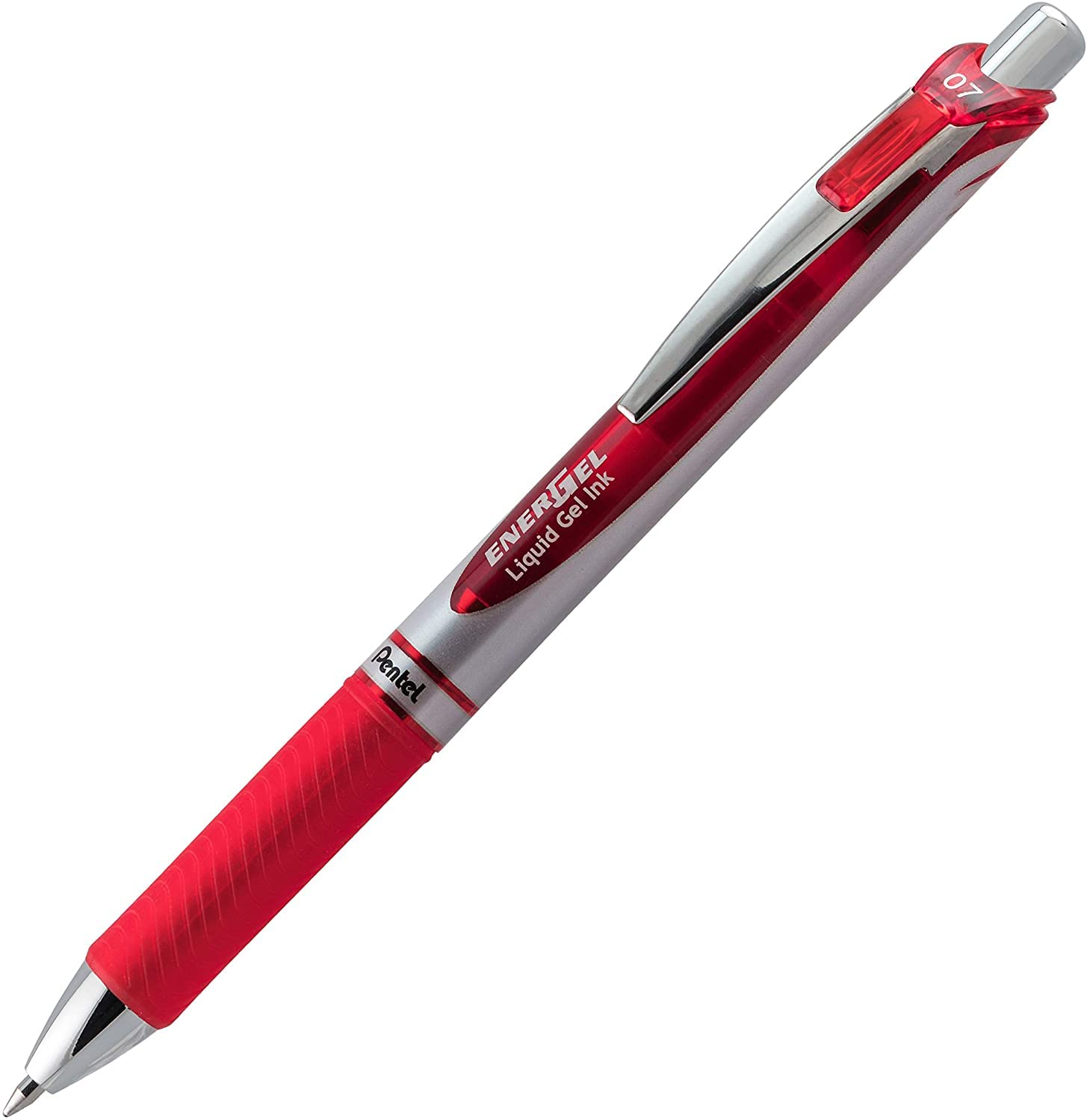 Pentel EnerGel Liquid Gel Ink Pens 0.7 mm - Pack of 5 Red Deluxe RTX Energel Pens with 3 Refills