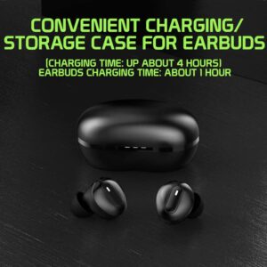 Works for Iris X1 Beats Wireless V5.1 Bluetooth Earbuds Compatible with Lava Iris X1 Beats with Extended Charging Bank case for in Ear Headphones. (V5.1 Black)