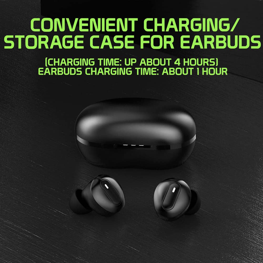 Wireless V5.1 Bluetooth Earbuds Compatible with LG G3 Beat with Extended Charging Bank case for in Ear Headphones. (V5.1 Black)