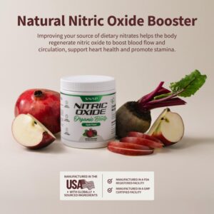 Snap Supplements USDA Organic Beet Root Powder, 3-in-1 Nitric Oxide Supplement, Support Healthy Blood Circulation, 250g (Apple)