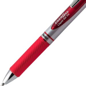 Pentel EnerGel Liquid Gel Ink Pens 0.7 mm - Pack of 5 Red Deluxe RTX Energel Pens with 3 Refills