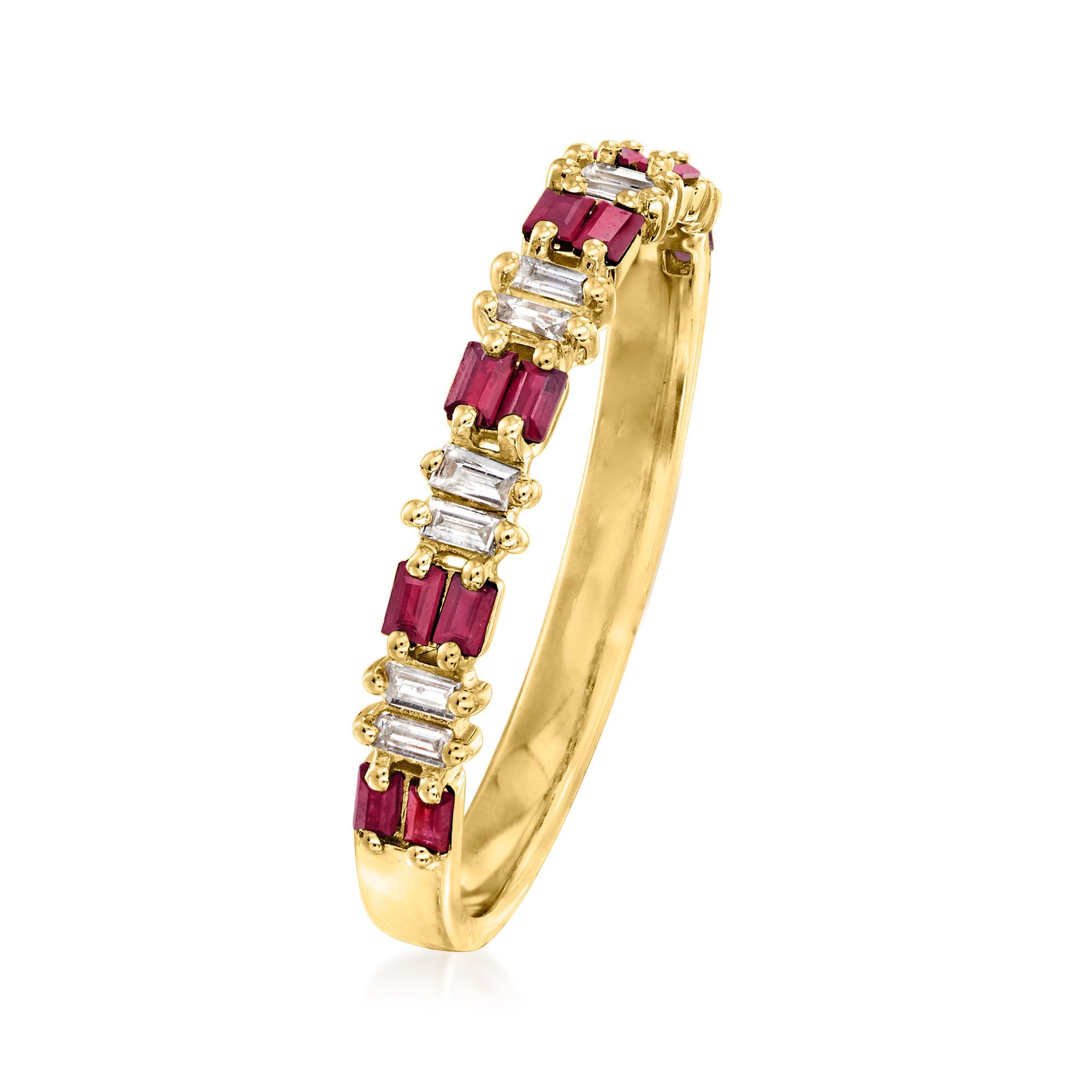 RS Pure by Ross-Simons 0.30 ct. t.w. Ruby and .10 ct. t.w. Diamond Ring in 14kt Yellow Gold. Size 7