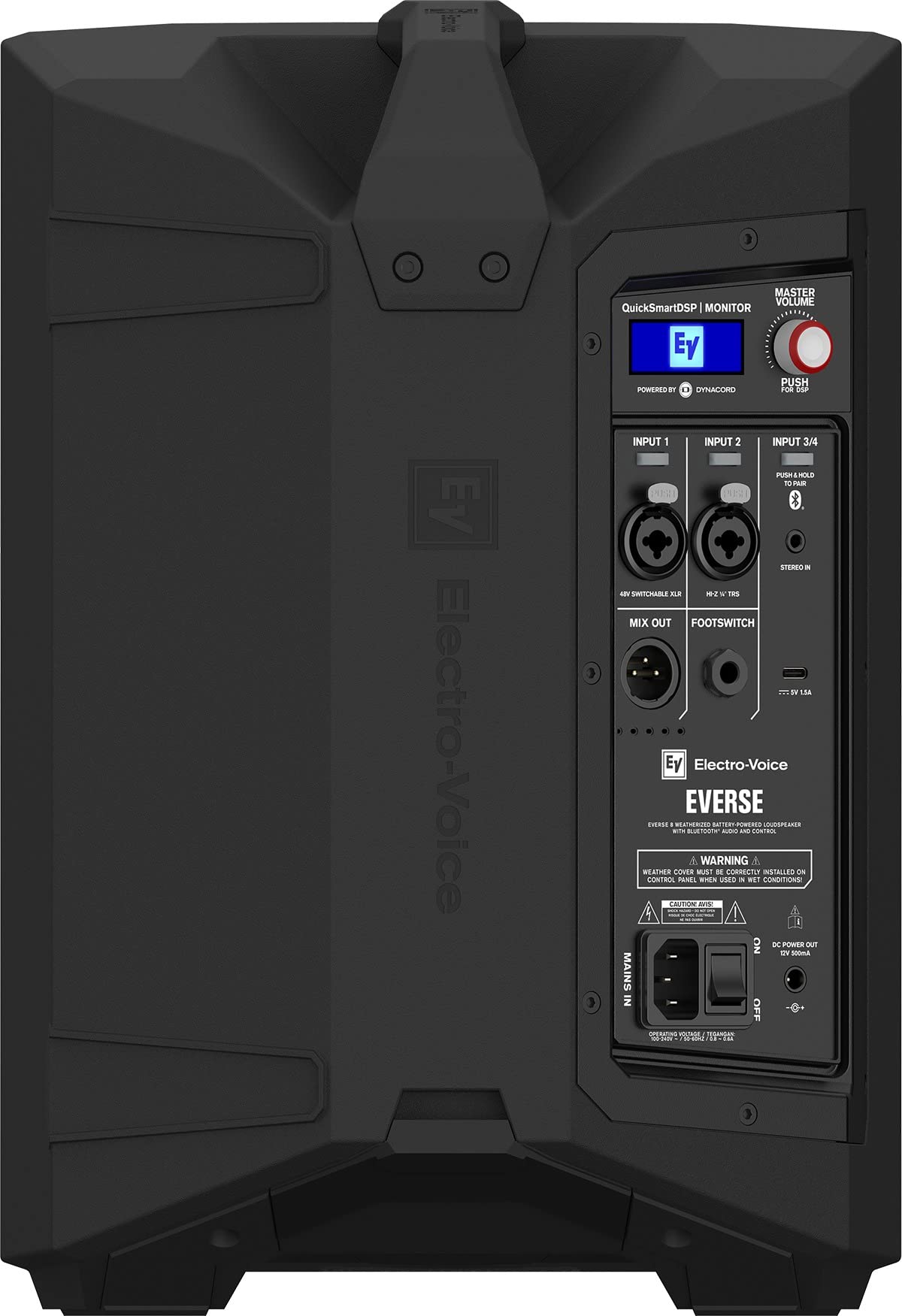 Electro-Voice EVERSE 8 8" 2-Way Battery Powered Loudspeaker with Bluetooth, Automatic Feedback Suppression, and Music Ducking, Black