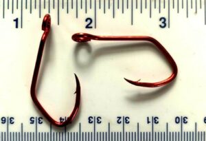 100 gerry's tackle 2x strength red sickle open eye siwash fish hooks size 2/0