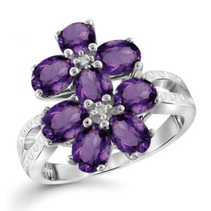 jewelexcess 1.84 ctw amethyst & accent white diamond ring in sterling silver