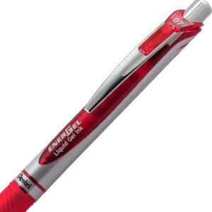 Pentel EnerGel Liquid Gel Ink Pens 0.7 mm - Pack of 5 Red Deluxe RTX Energel Pens with 3 Refills