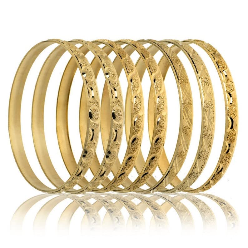 14k Gold Color 6.5mm Seminario (7 pc) Bangles (14K Gold color, 6)