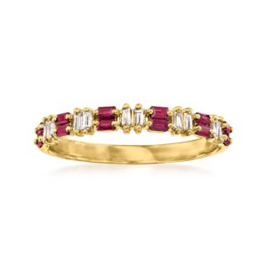 RS Pure by Ross-Simons 0.30 ct. t.w. Ruby and .10 ct. t.w. Diamond Ring in 14kt Yellow Gold. Size 7