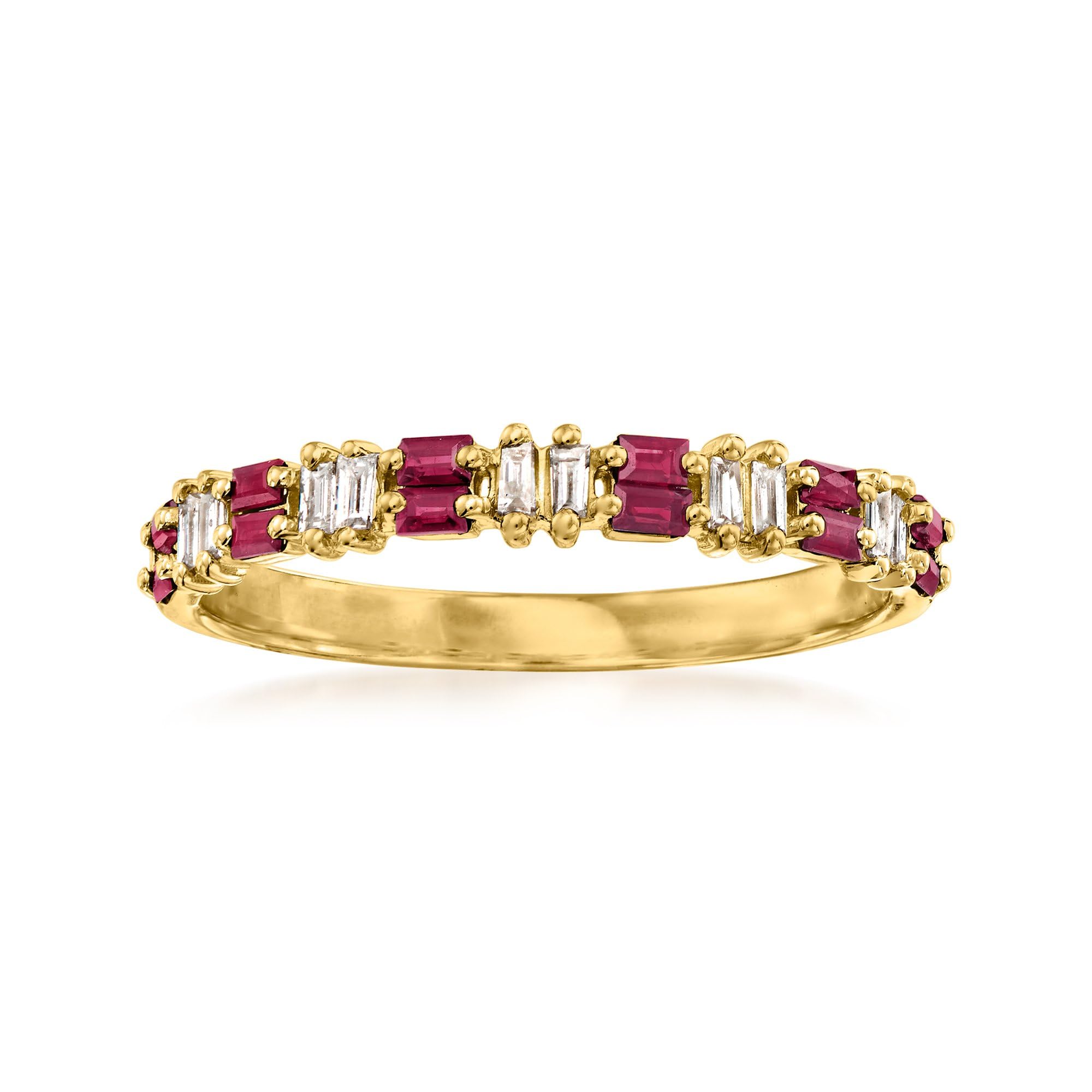 RS Pure by Ross-Simons 0.30 ct. t.w. Ruby and .10 ct. t.w. Diamond Ring in 14kt Yellow Gold. Size 7