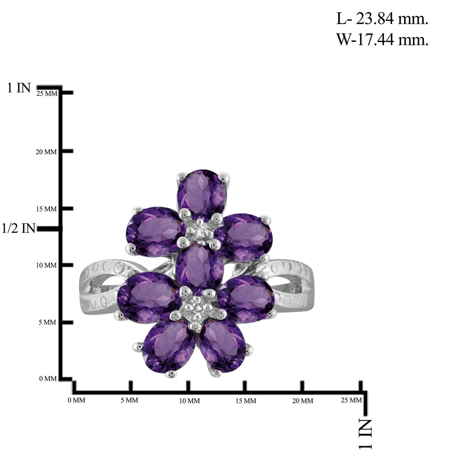 JEWELEXCESS 1.84 CTW Amethyst & Accent WhIte Diamond Ring in Sterling Silver