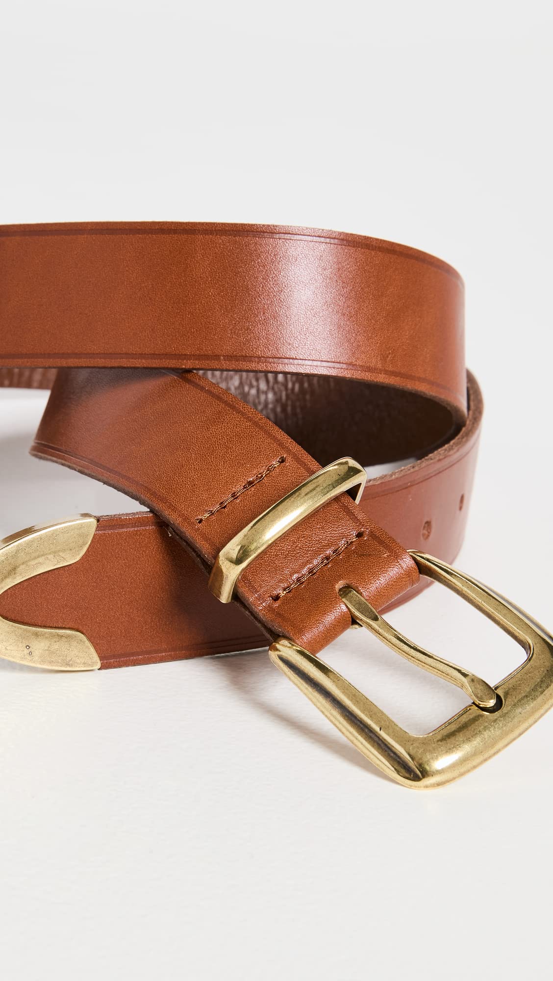 Madewell Women's Leather Western Belt, English Saddle, Brown, S