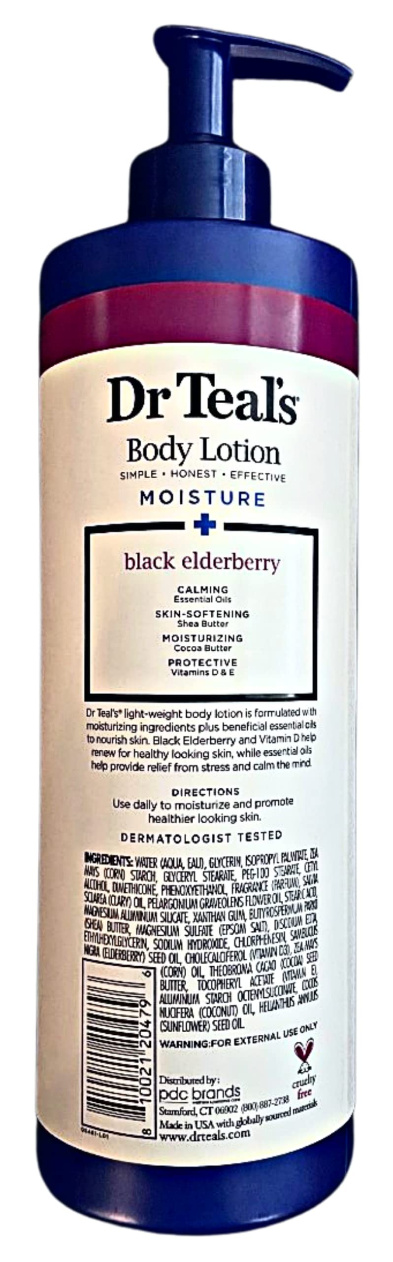 Dr Teal's Elderberry, Vitamin D, & Essential Oils with Vitamin E, Cocoa & Shea Butter Moisturizing Body Lotion, 18 oz, pack of 2, Paraben & Phthalate Free