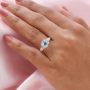 Sky Blue White Topaz November Birthstone Ring for Women 925 Sterling Silver Jewelry Size 10 Ct 2 Birthday Gifts for Women