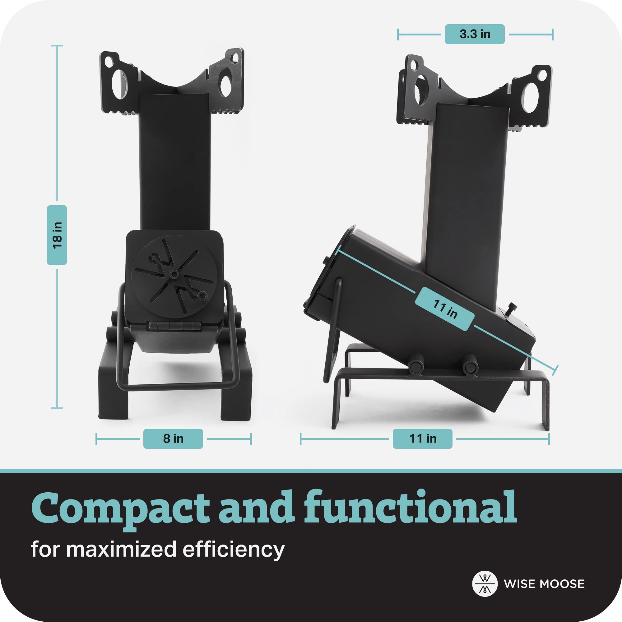 WISE MOOSE Rocket Stove for Cooking - Heavy-Duty Cast Iron Rocket Stove Wood Burning Portable, Mini Wood Stove, Wood Burning Heater, Wood Fire Camping Stove, Fire Tower, Portable Wood Burning Stove