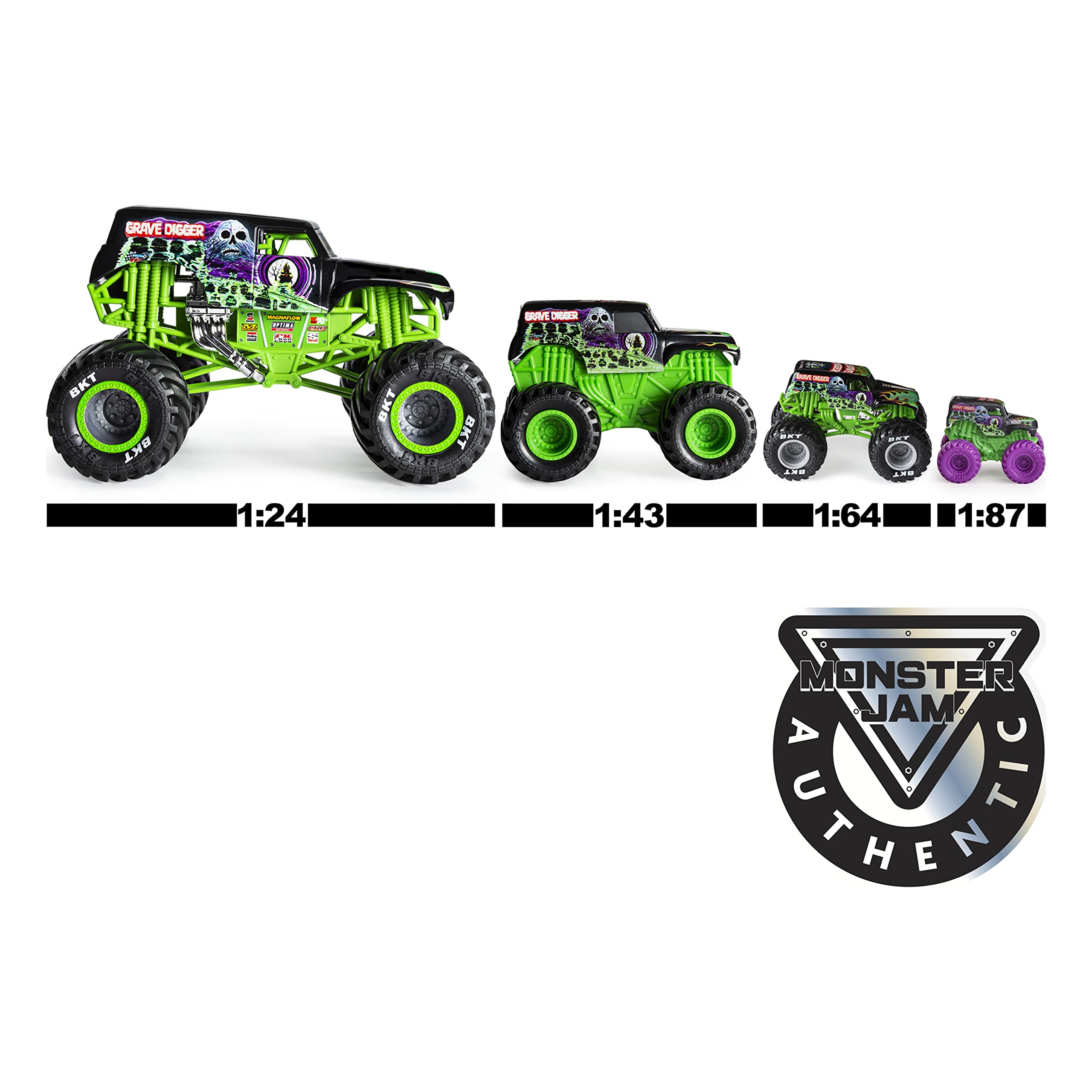 Monster Jam Official Aftershock Monster Truck - Aftershock Collector 1:24 Scale Die-Cast Vehicle - Chrome Rims and BKT Tread Tires For Use In All Playsets - Collectible For Fans & Birthday Parties