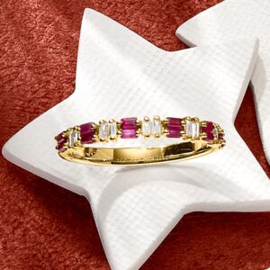 RS Pure by Ross-Simons 0.30 ct. t.w. Ruby and .10 ct. t.w. Diamond Ring in 14kt Yellow Gold. Size 7