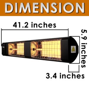 Dr. Infrared Heater 10,260 BTU Infrared Heater, Indoor and Outdoor Heater for Patio, Garage, Commercial & Residential, 3000W, 220-240V with Remote, Black