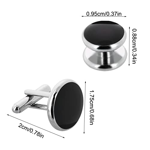 Yolev Mens Cufflinks and Studs Set Tuxedo Shirts Cuff links Black Onyx Cufflinks for Men, Classic Tuxedo Buttons Match for Business Wedding Formal Suit