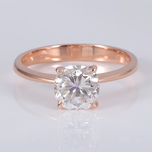 Diamond Jewelry Round Brilliant Cut Moissanite 2.50 CT Solitaire Wedding Engagement 14K Solid Rose Gold Certified Wedding Ring (12)