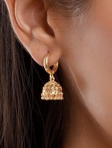 Efulgenz Gold Tone Jhumka Jhumki Hoop Earrings Indian Earrings for Women Traditional Bollywood Jhumka Jhumki Dangle Earrings Set for Women Indian Jewelry for Women Earrings