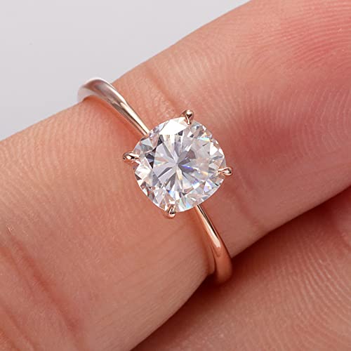 Diamond Jewelry Round Brilliant Cut Moissanite 2.50 CT Solitaire Wedding Engagement 14K Solid Rose Gold Certified Wedding Ring (12)