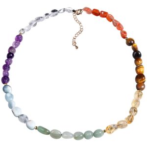 Jewever 7 Chakra Necklaces for Women Crystals and Gemstones Irregular Quartz Stones Balance Yoga Meditation Healing Crystal Necklace