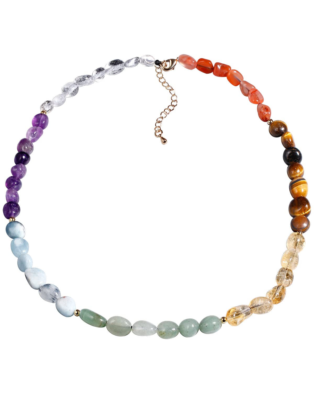 Jewever 7 Chakra Necklaces for Women Crystals and Gemstones Irregular Quartz Stones Balance Yoga Meditation Healing Crystal Necklace