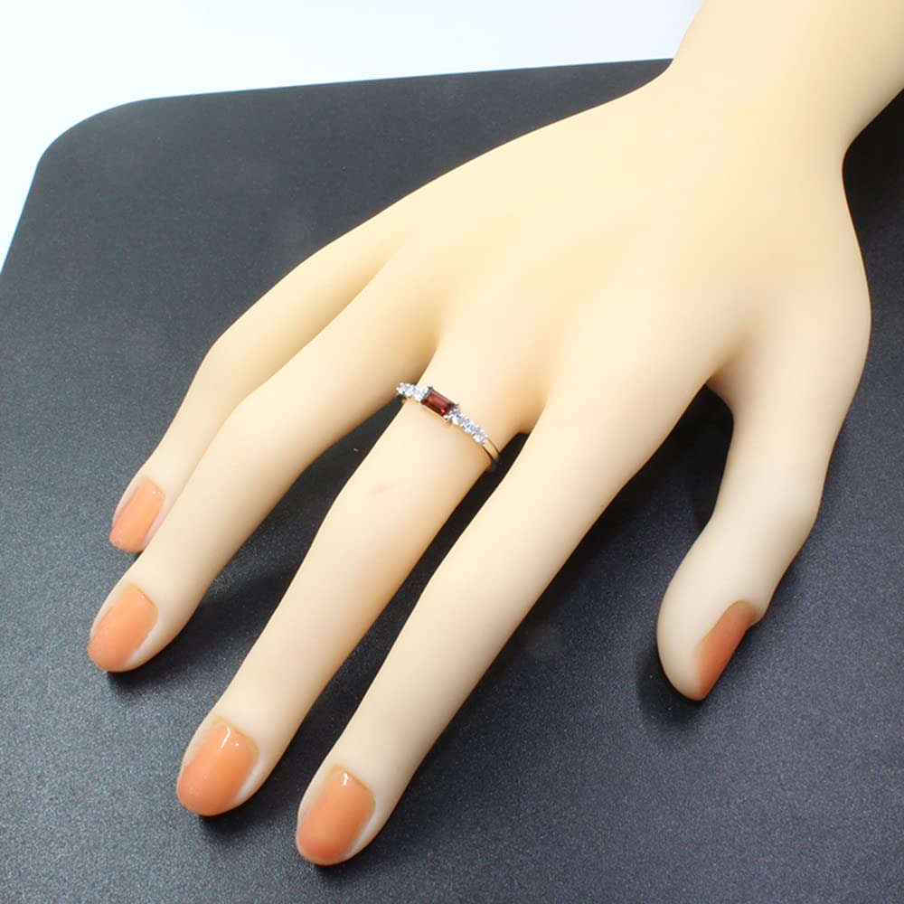 Cute Silver Garnet Ring 3mm*5mm Real Garnet Silver Jewelry (4.5)