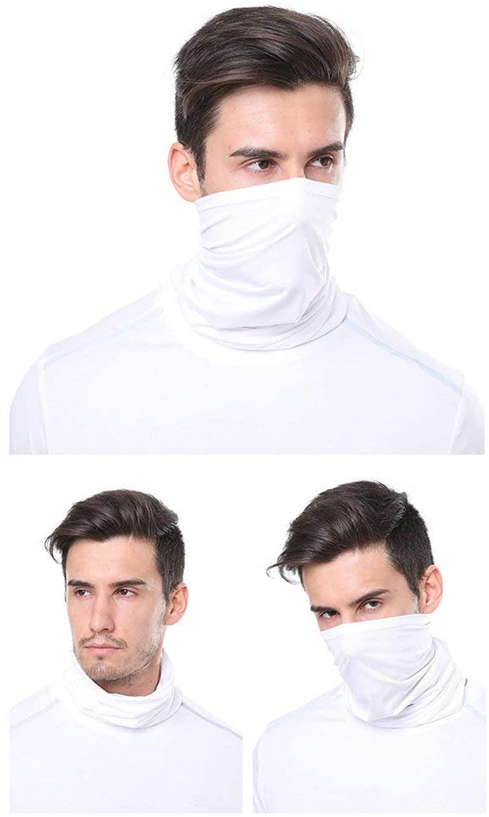 Balaclava Headwear Protection Unisex Half Mask Ladies Men's Fishing Safety Mask Adult Neck Cycling Outdoor Cycling Mask Sports Bandana(H-White-1)