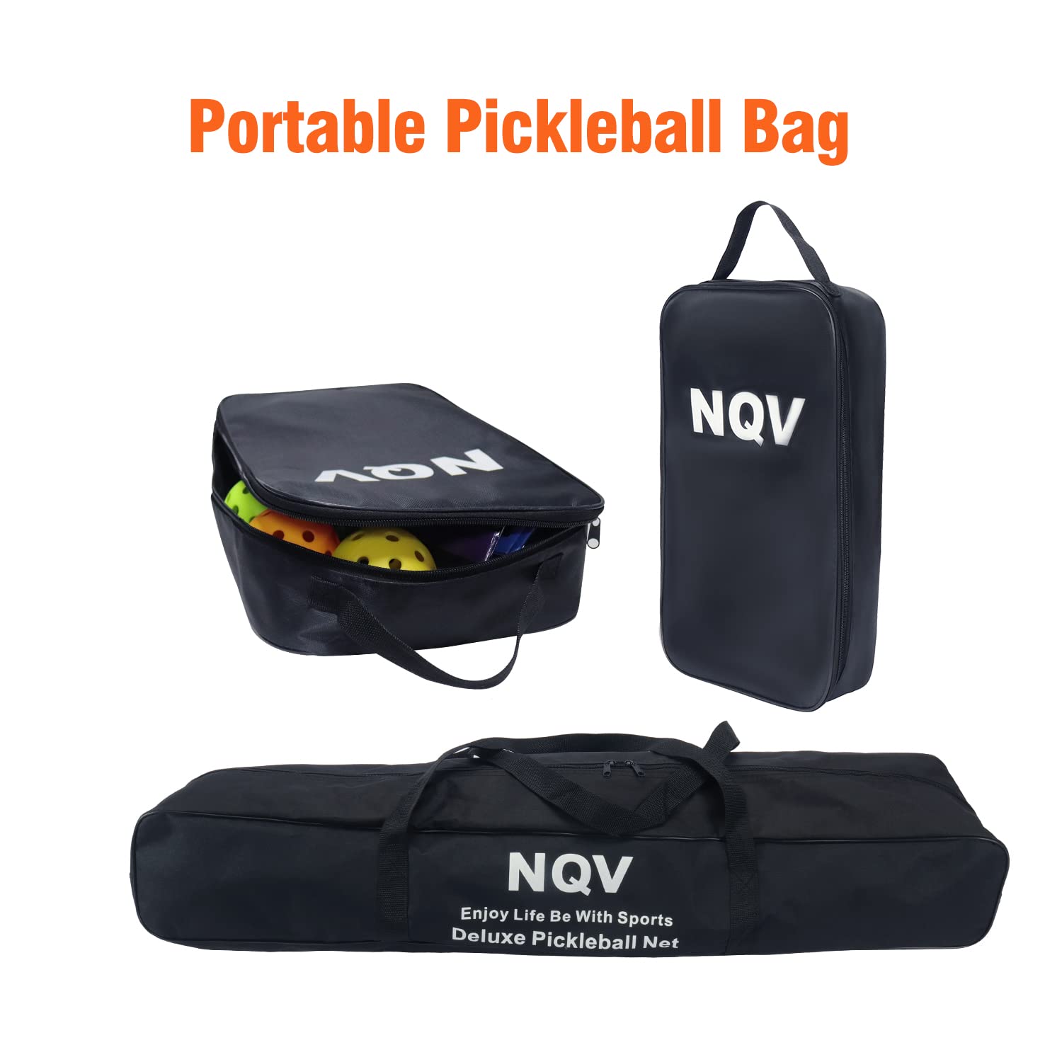 NQV Pickleball Set with Net, Pickleball Set, Regulation Size Pickleball Net Portable Outdoor Indoor Driveway. 4 USAPA Approved Graphite Pickleball Paddles+22ft Net+4 Pickleballs+2 Bags+2 Chalks