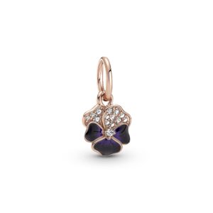 Pandora 780776C01 Deep Purple Pansy Flower Dangle Charm