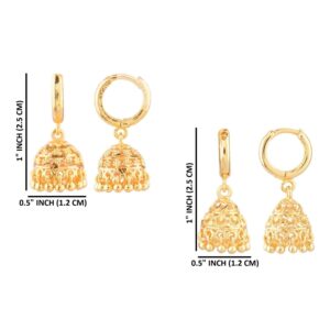 Efulgenz Gold Tone Jhumka Jhumki Hoop Earrings Indian Earrings for Women Traditional Bollywood Jhumka Jhumki Dangle Earrings Set for Women Indian Jewelry for Women Earrings