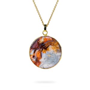 Ayana Crystals Crazy Lace Agate Necklace – Handcrafted with Ethically Sourced Agate Stone Jewelry, Solar Plexus and Heart Chakra Balance – Trendy Gemstone Pendant Necklace