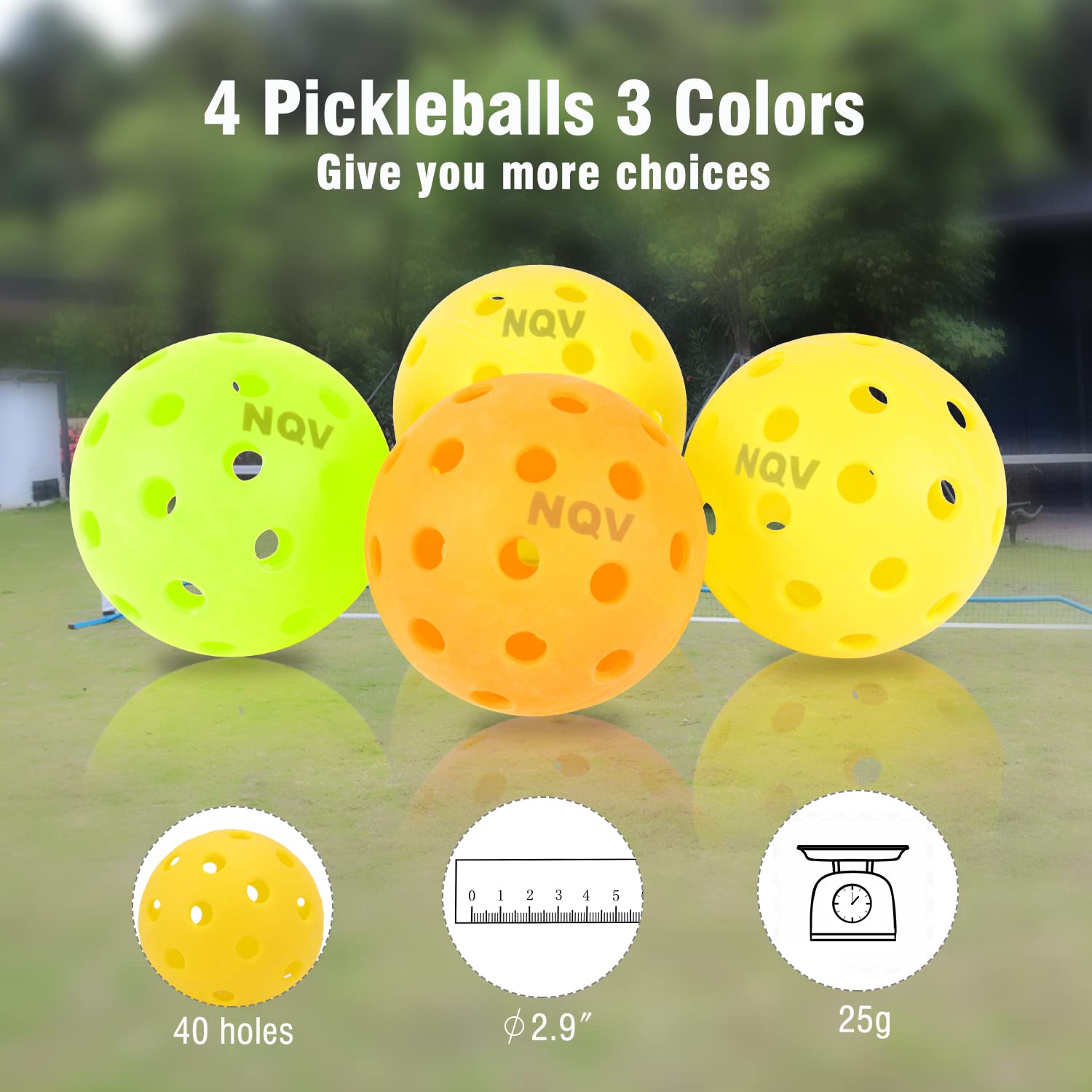 NQV Pickleball Set with Net, Pickleball Set, Regulation Size Pickleball Net Portable Outdoor Indoor Driveway. 4 USAPA Approved Graphite Pickleball Paddles+22ft Net+4 Pickleballs+2 Bags+2 Chalks