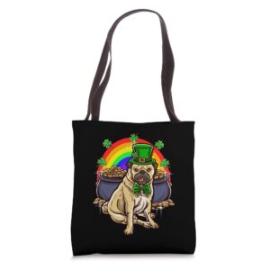 saint pattys day dog owner ireland clover tote bag