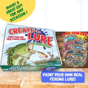 Create-A-Lure Top Water Edition Lure Making Kit, Paint Your Own Fishing Lures, Kids Painting Crafts with 2 Lures, Kid-Safe Washable Paint Colors, Paint Brushes and Hooks