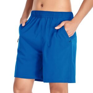 Selovzz Men's Gym Shorts Sports Quick Dry Lightwight Workout Athletic Running or Casual Training Short with Zipper Pockets (Sky Blue, US 2XL)