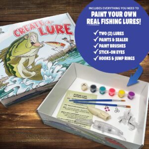 Create-A-Lure Top Water Edition Lure Making Kit, Paint Your Own Fishing Lures, Kids Painting Crafts with 2 Lures, Kid-Safe Washable Paint Colors, Paint Brushes and Hooks