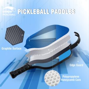 NQV Pickleball Set with Net, Pickleball Set, Regulation Size Pickleball Net Portable Outdoor Indoor Driveway. 4 USAPA Approved Graphite Pickleball Paddles+22ft Net+4 Pickleballs+2 Bags+2 Chalks