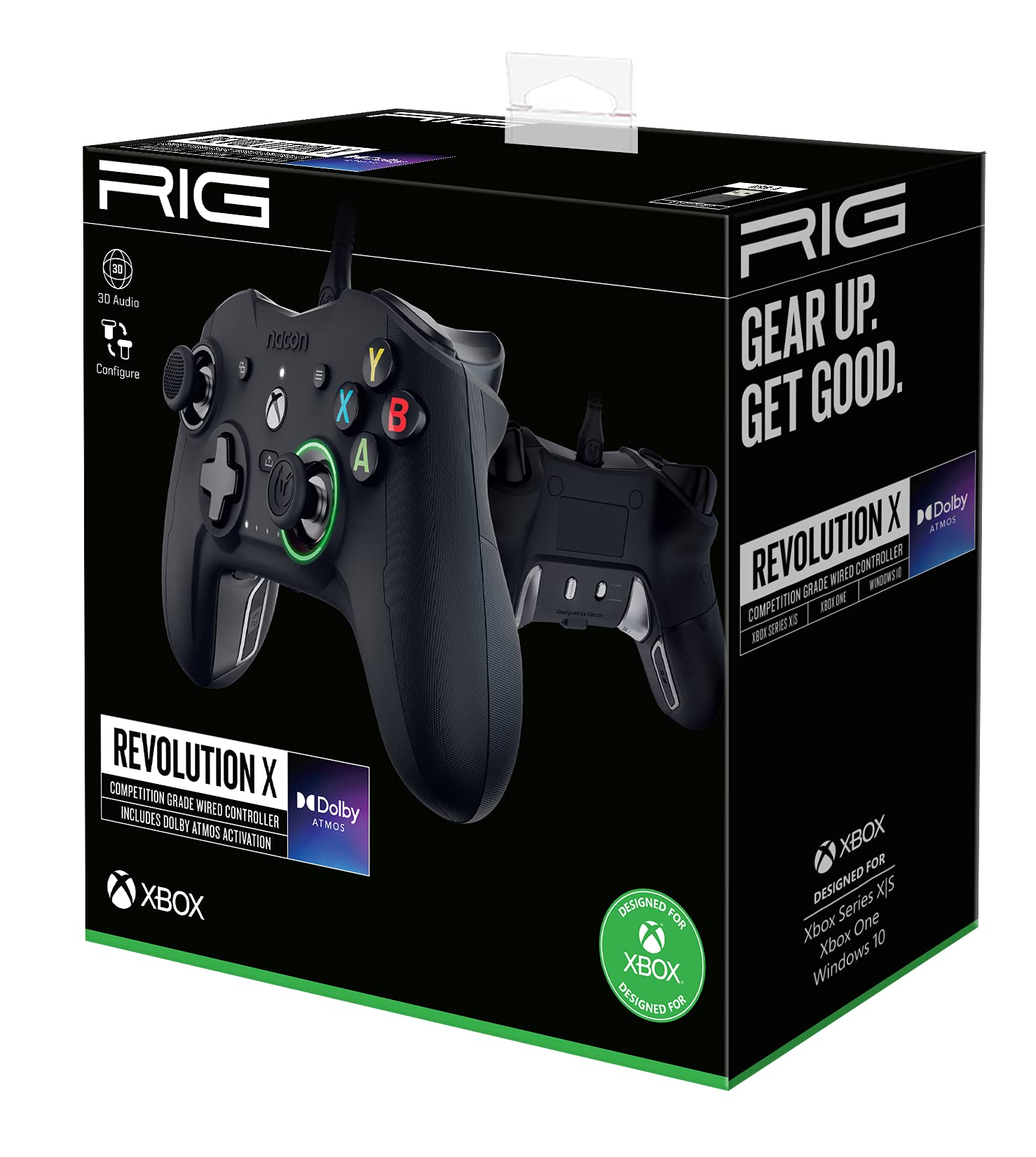 RIG Nacon Revolution X Officially Licensed Xbox Controller for Xbox Series X|S, Xbox One, Windows 10, Windows 11 PCs with Hardware, Software Customization and Dolby Atmos 3D Surround Sound (Black)