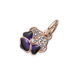 Pandora 780776C01 Deep Purple Pansy Flower Dangle Charm