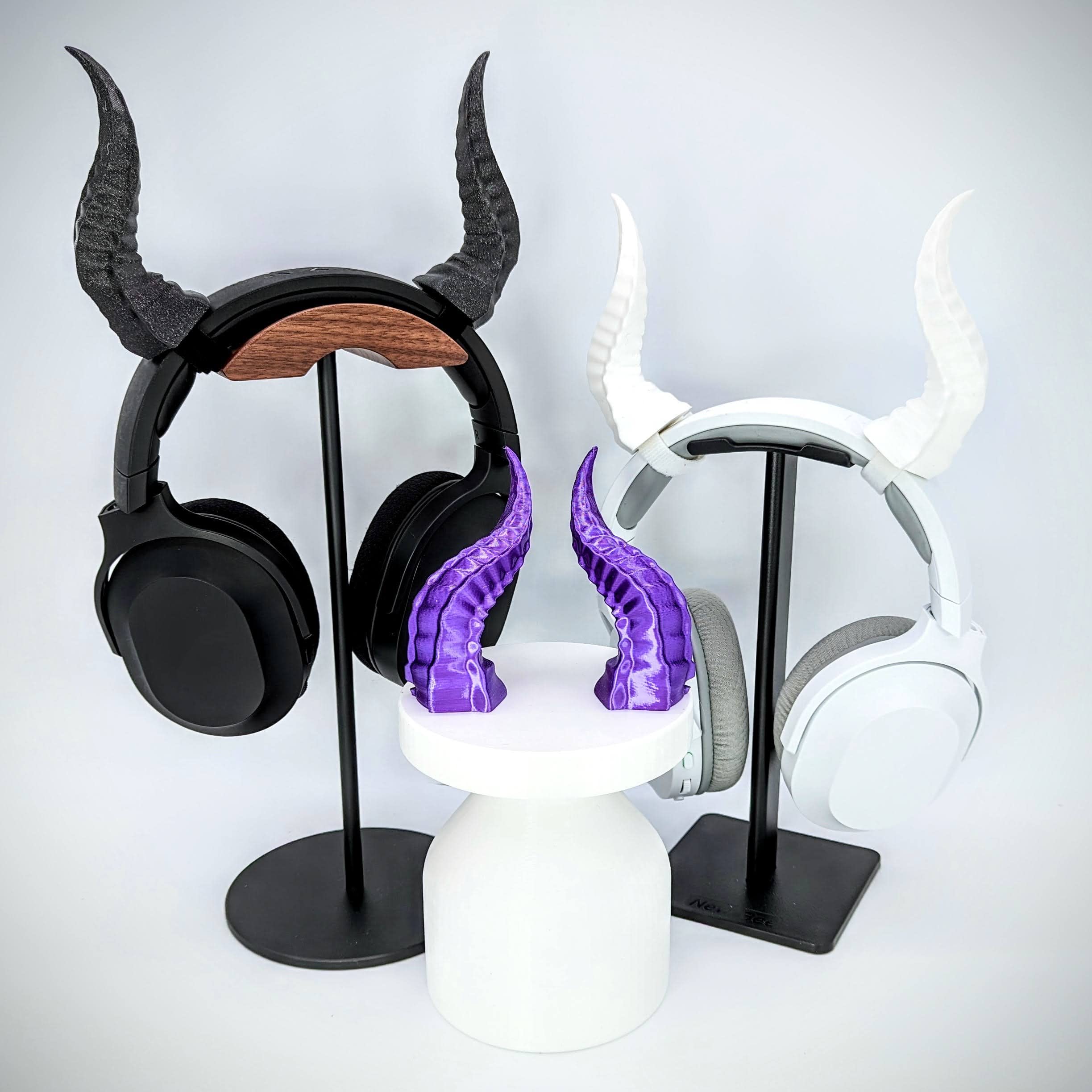 BeamTeam3D Spiky Devil Horns for Headphones - Demon Headphone Attachment in Various Colors with Self Fastener - Cosplay Devil Ears for Gamers and Streamers (Set of 2) (Sparkle Black)