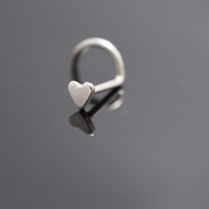 18,20 gauge Mini heart Nose Stud ,925 Sterling Silver,Tiny Heart Nose Stud / nose screw, Body Piercing Jewelry, Silver Nose ring (18g Left Screw)