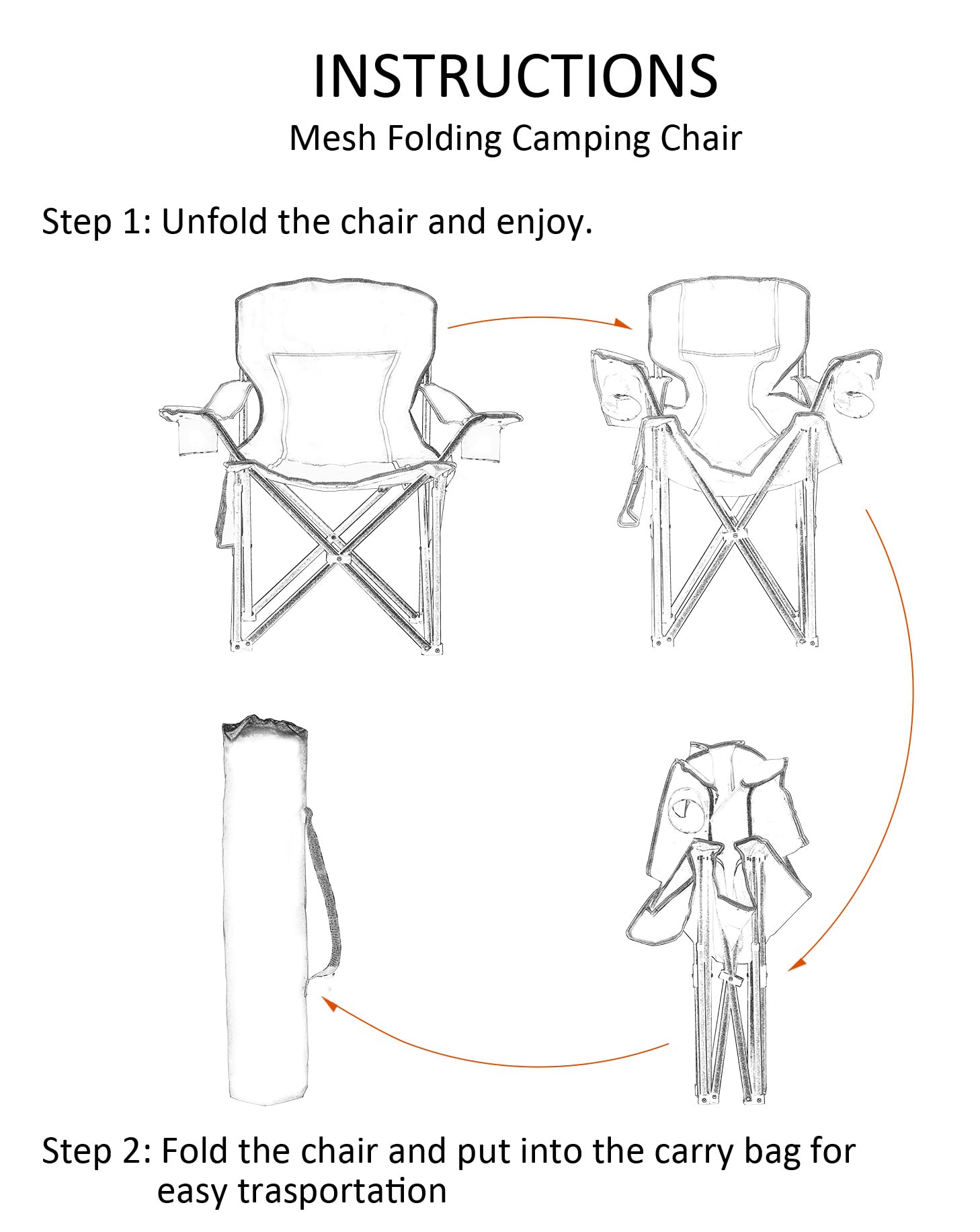 VOYSIGN Mesh Folding Camping Chairs for Adults, Oversized Portable Outdoor Chairs, Weight Capacity 325 lbs with Cup Holder, Storage Pocket, Carry Bag