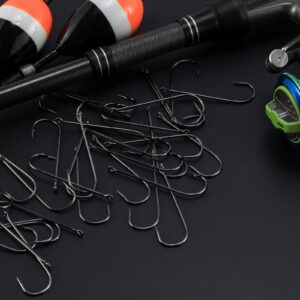 Dr.Fish 100 Pack Aberdeen Hooks Offset Hooks Live Bait Hooks Light Wire Fishing Hooks High Carbon Steel Freshwater Fishing Tackle for Trout Bass Catfish