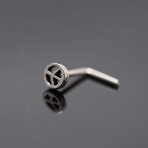 Nose Stud,Peace Sign Nose Stud Sterling Silver Nose Stud/Nose Screw, Jewelry Nose Stud, Body Piercing Jewelry, Nose Piercing (18g Right Screw)