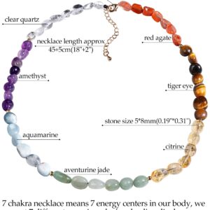 Jewever 7 Chakra Necklaces for Women Crystals and Gemstones Irregular Quartz Stones Balance Yoga Meditation Healing Crystal Necklace