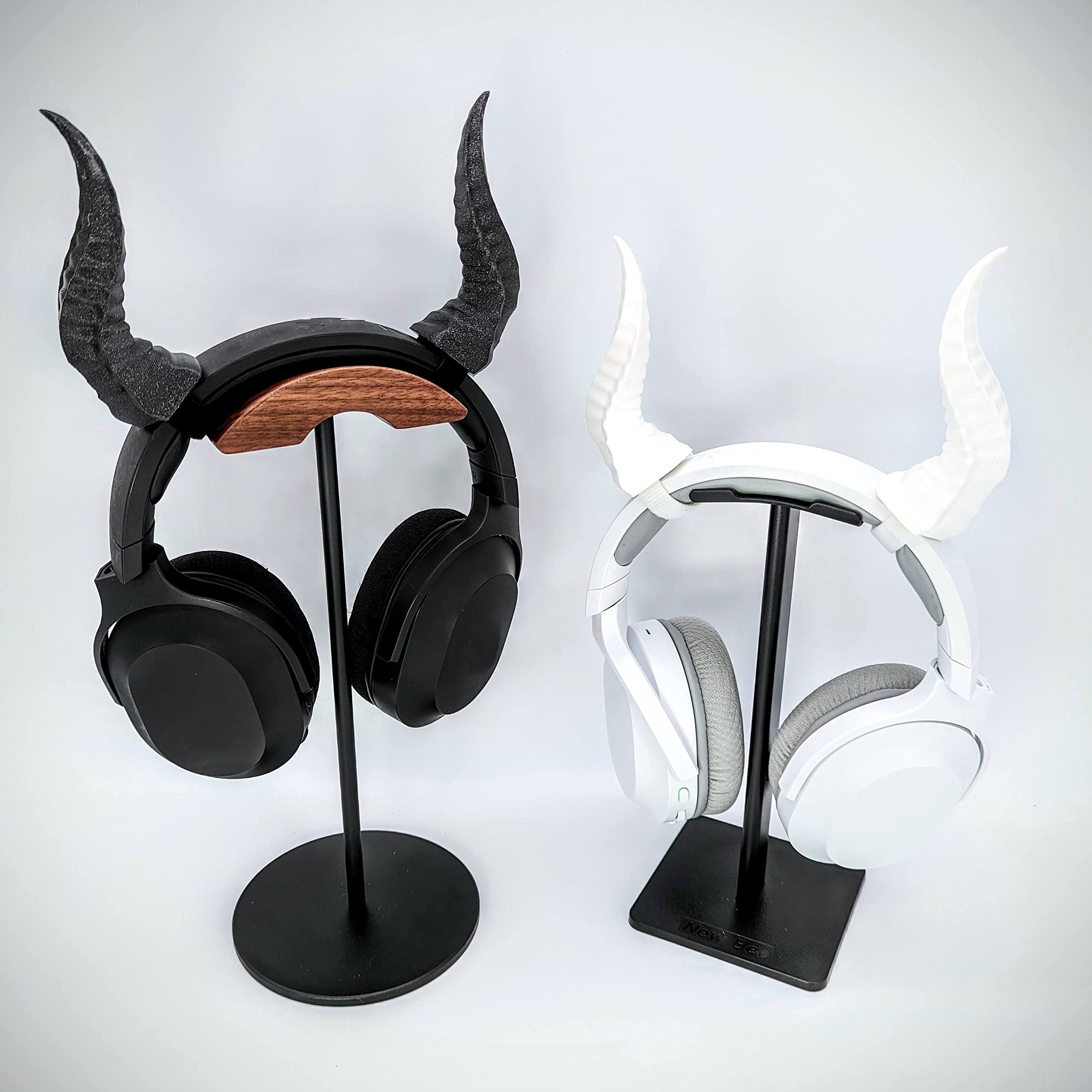 BeamTeam3D Spiky Devil Horns for Headphones - Demon Headphone Attachment in Various Colors with Self Fastener - Cosplay Devil Ears for Gamers and Streamers (Set of 2) (Sparkle Black)