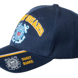 United States Coast Guard Emblem Blue Embroidered Adjustable Baseball Cap (Blue Emblem)